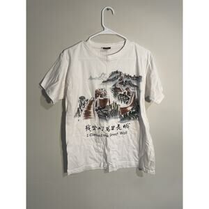 I CLIMBED THE GREAT WALL Shirt Men 2XL China Souvenir Tourist Short Sleeve White